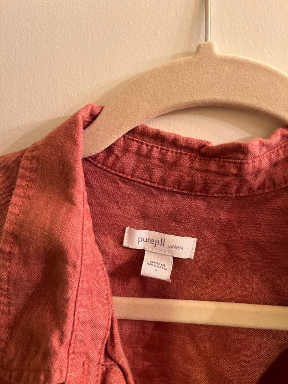 J. Jill Rust Orange Linen Midi Shirt Dress - Picture 3 of 3